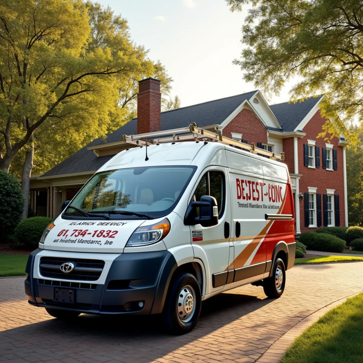 Red Eagle Plumbers service vehicle parked outside a Northern Virginia home