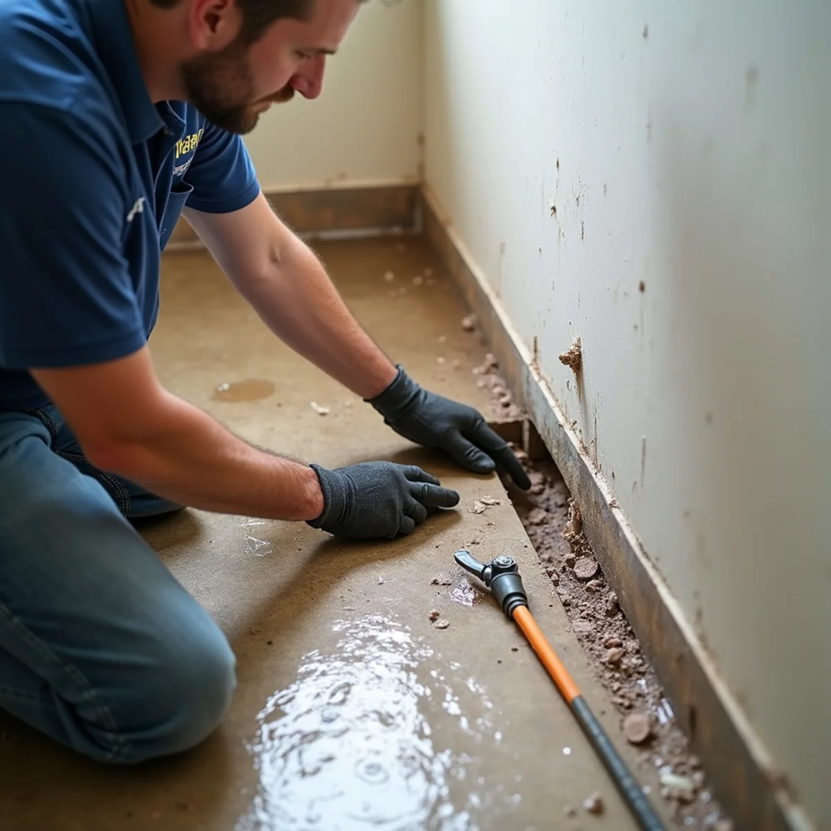 Sudden pipe break spraying water inside finished basement wall cavity